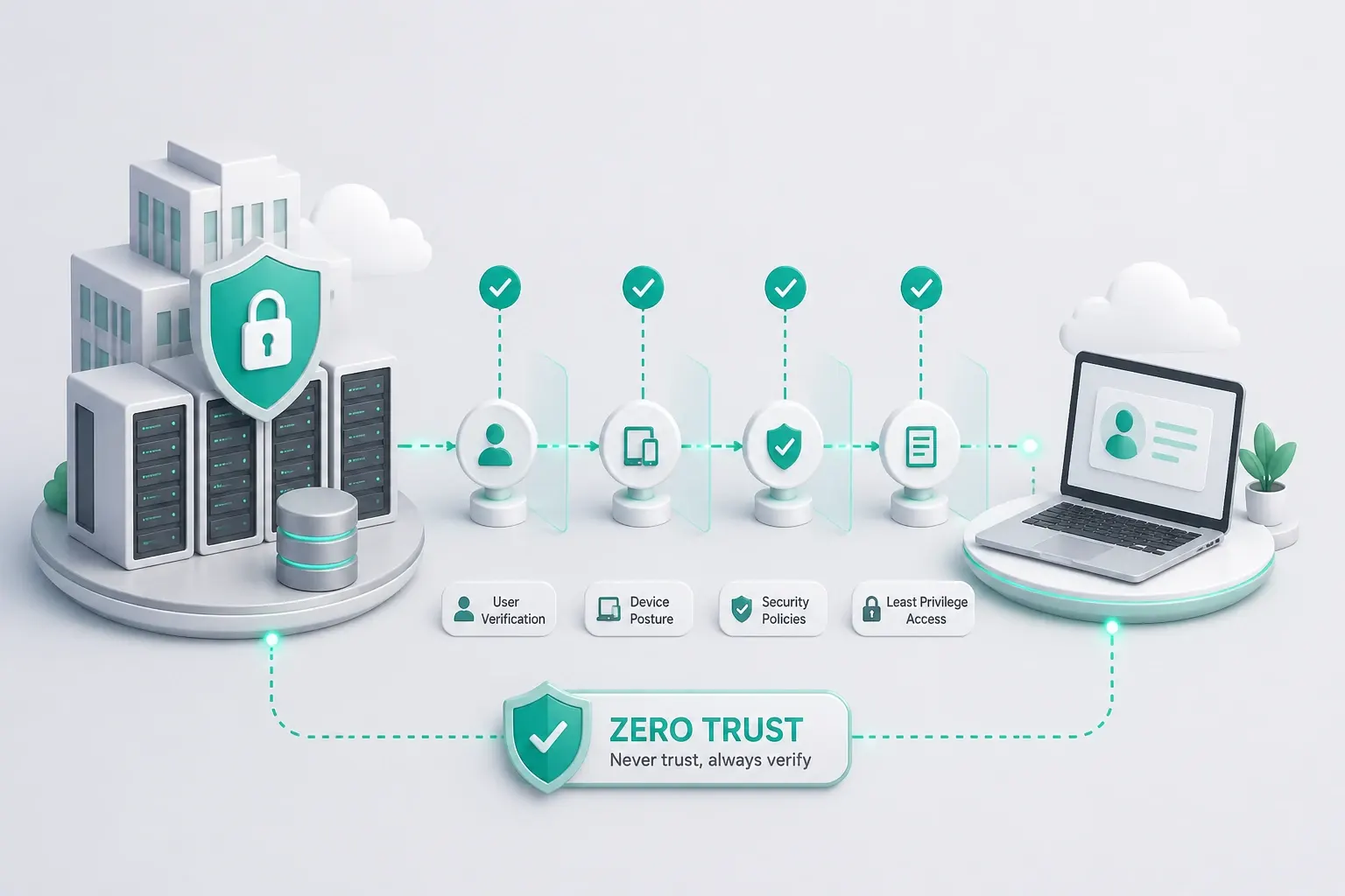 استقرار مدل Zero Trust در سازمان‌های مدرن، نقشی حیاتی در کاهش ریسک نشت اطلاعات در دورکاری ایفا می‌کند. این رویکرد با حذف اعتماد ضمنی به کاربر یا دستگاه، امنیت داده‌ها را در محیط‌های خارج از شبکه داخلی تضمین می‌نماید.