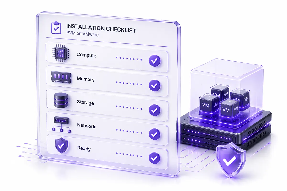 چک‌لیست مفهومی تنظیمات لازم برای نصب PVM روی VMware